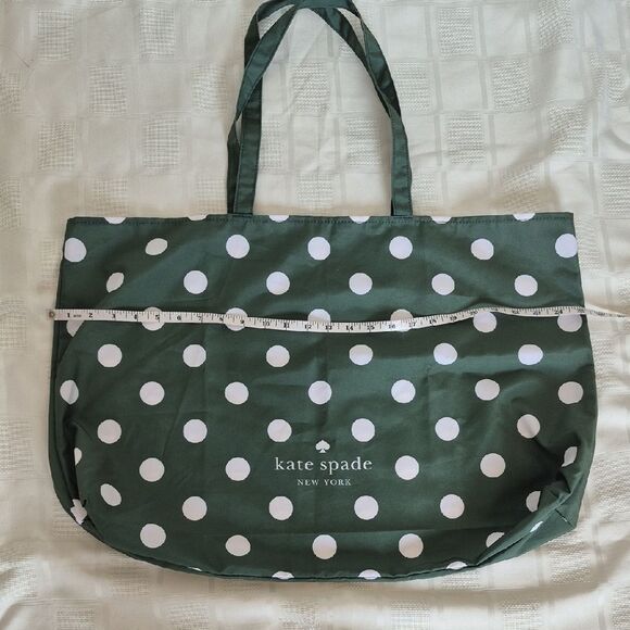 Kate Spade Dark Green and White Polka Dot Reusable Shopping  Tote - Picture 6 of 16